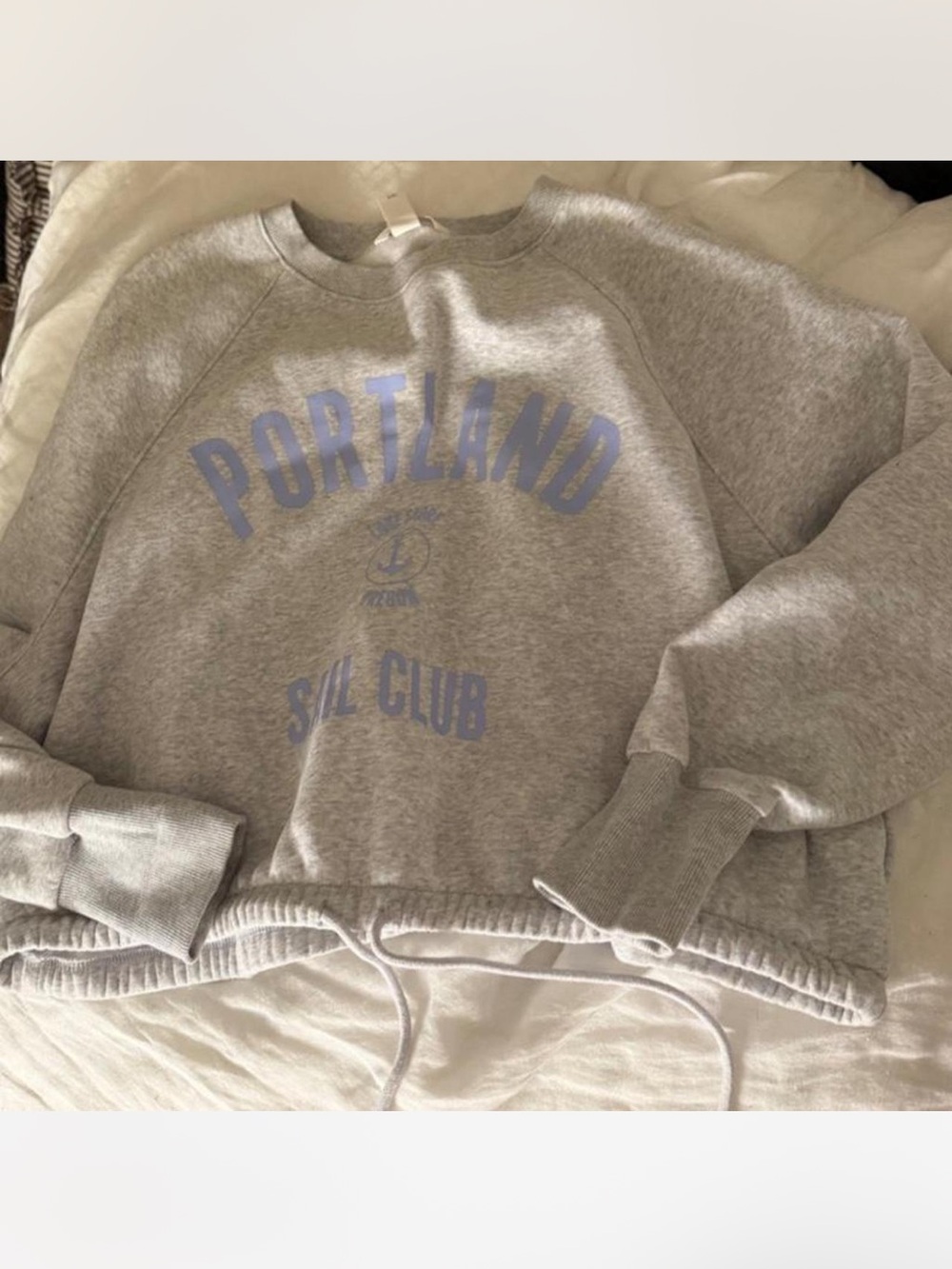 H&M Gray Sweatshirt with Light Blue 'Portland Sail Club' Print